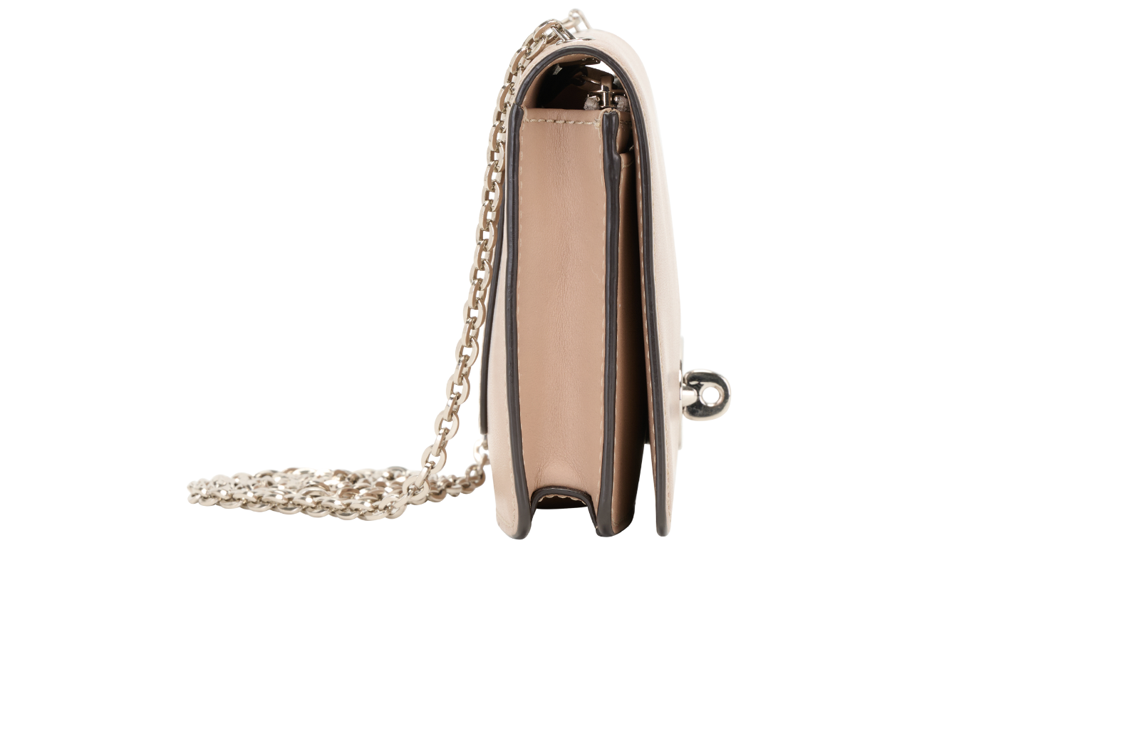 Bayswater Clutch On Chain, &pound;360, Handbags, Beige, Leather, Side view
